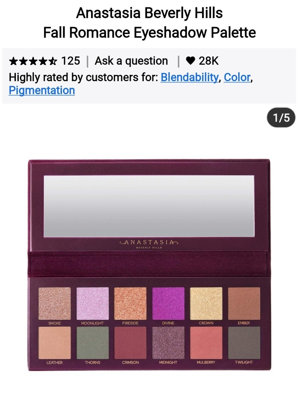 Anastasia Beverly Hills Fall Romance Eyeshadow Palette - Plum